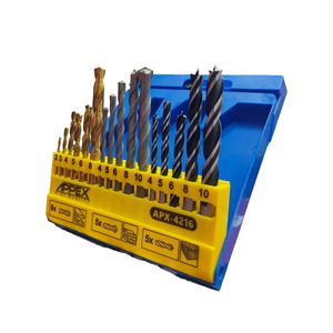 مته الماسه آهن و چوب اپکس مدل apx 4216 سایز 2 تا 10 میلی متر مجموعه 16 عددی